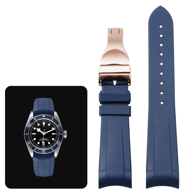 

Класичний Високоякісний Каучуковий ремінець з вигнутими кінцями для годинника Tudor Black Bay GMT, ремінець для годинника зі складаною застібкою, Чорний Синій Червоний 22 мм Браслет 22mm