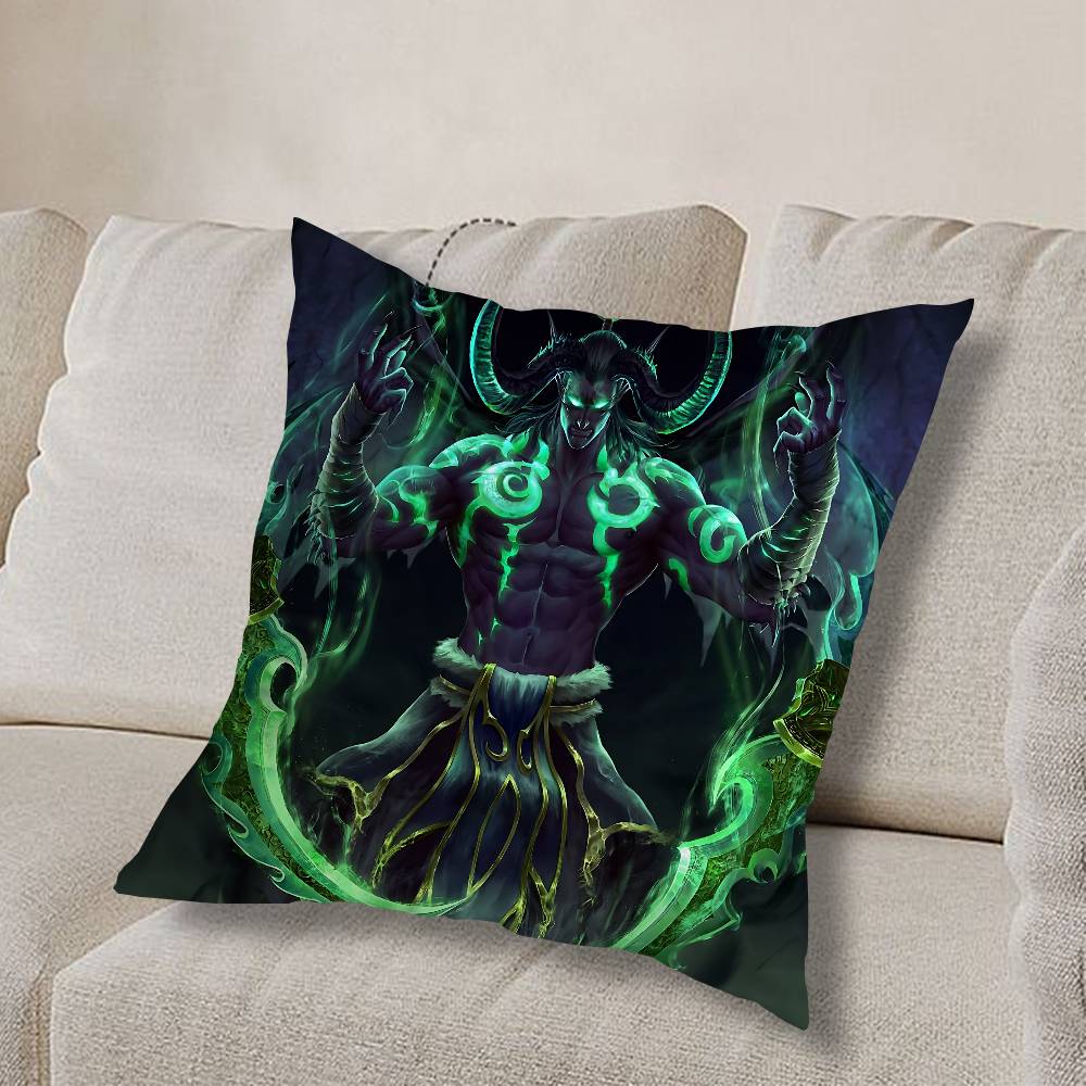 GAME W-World Of Warcraft-ES Pillow Case Anti-dustmite Pillowcase Invisible Zipper Silky Short Plush Sofa Cushion Cover