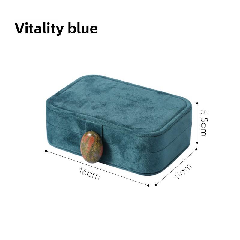 

Бархатная шкатулка для украшений из натурального камня, серьги, кольца, серьги, портативные ожерелья, дорожная шкатулка для хранения украшений синий