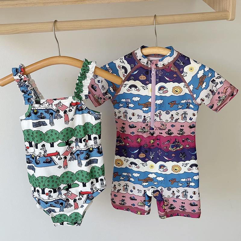2025 Kids' Quick-Dry One-Piece Swimsuit - Brother & Sister Cute Beach Swimwear