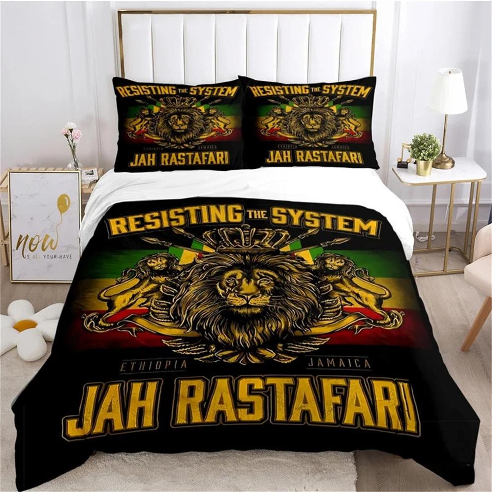 Bob Marley Löwe Ahornblatt Bettwäsche-Set Weiche Deckenbezüge Mit 1/2 Stück Kissenbezügen Für Kinder Erwachsene Mikrofaser Bettdeckenbezug