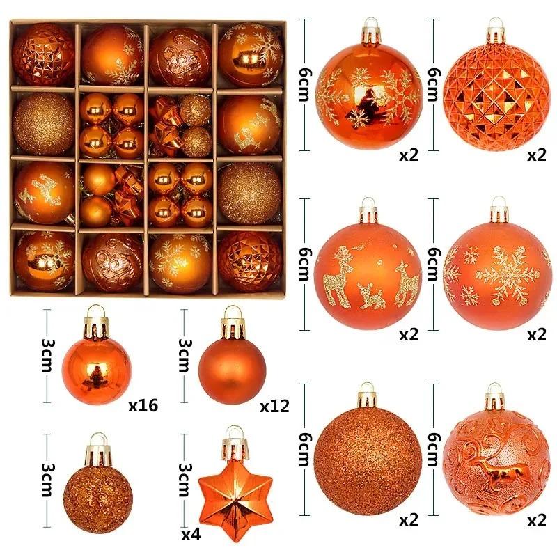 44Pcs Christmas Ball Ornaments 3-6cm shatterproof Christmas Hanging Ball Christmas Tree Decoration Home Party 2026 New Year Gift