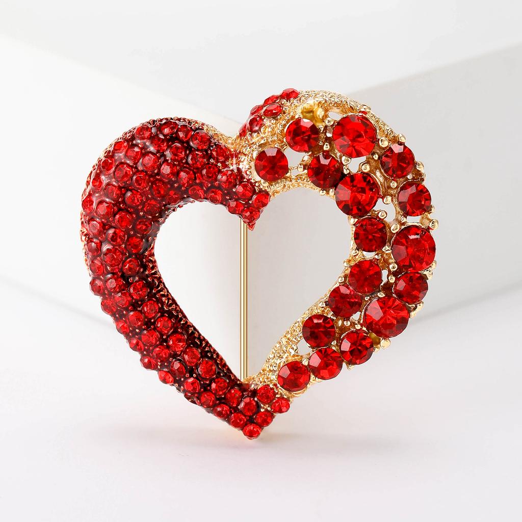 Rhinestone Love Brooches for Women Unisex Enamel Heart Pins Banquet Party Backpack Gifts Jewelry Accessories