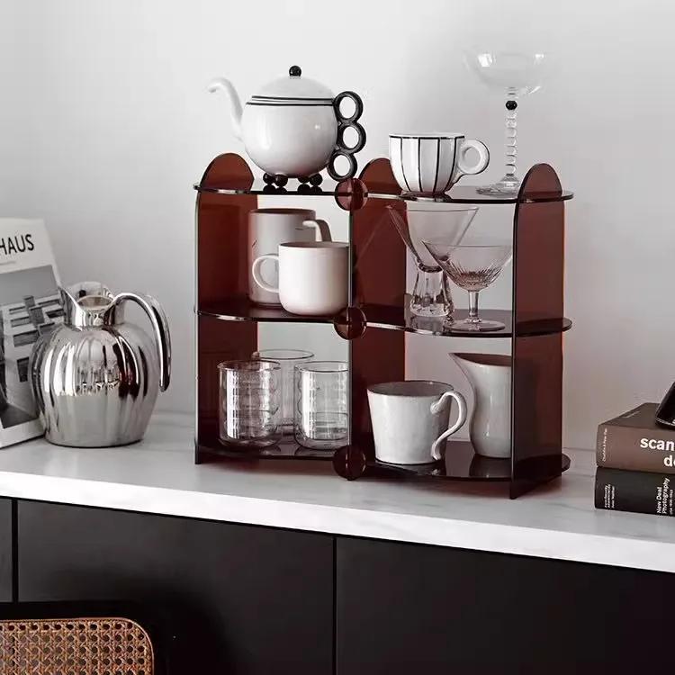 Acrylic Transparent Storage Rack Coffee Cups and Perfume Display Stand Cosmetics Storage Racks Bathroom and Bedroom Organizer