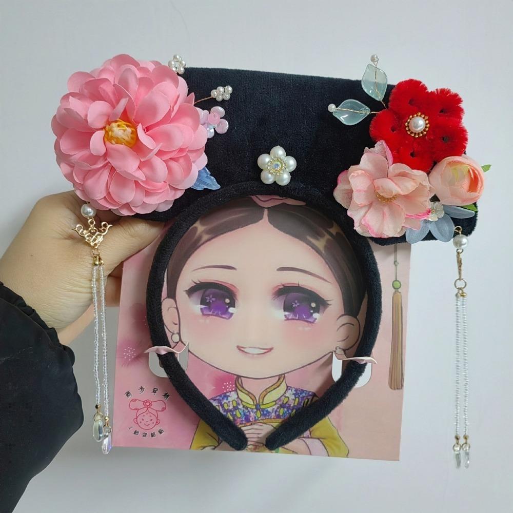 Non-slip Flower Headwear Traditional Cheongsam Headband Pearl Headband  for Women Girls