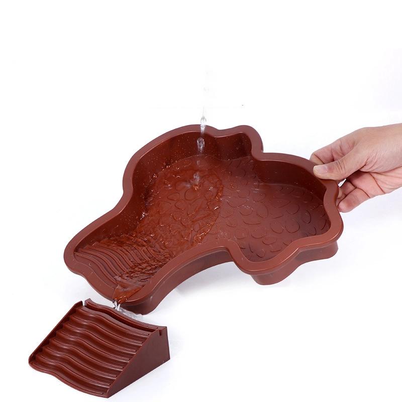 Miska na wodę dla gadów z antypoślizgowymi schodkami imitującymi skałę, miska na jedzenie i wodę dla żółwi, jaszczurek, gekonów, małych zwierząt domowych