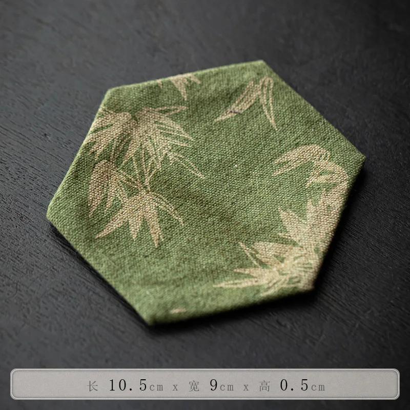 

Chinese Vintage Tie-Dye Fabric Tea Coasters Heat-Resistant Mats Teacups Tea Tables Tea Ceremony Anti-Scalding Table Mats 9.2x9.2cm