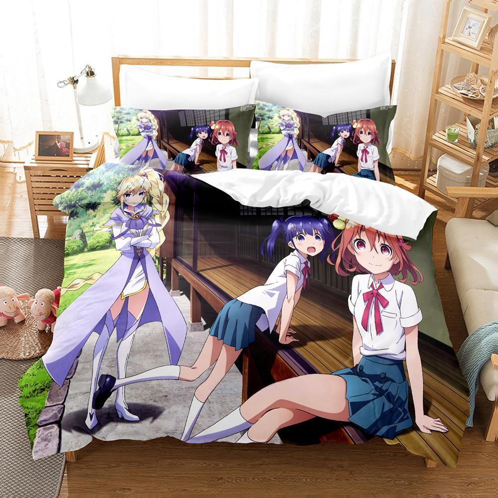 3D Kawaii Anime Matoi the Sacred Slayer Bettwäscheset Einzelbett Twin Full Queen King Size Bettset Erwachsener Kind Schlafzimmer Bettbezugsets