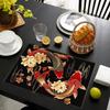 6PC Koi Printed Linen Placemat Washable Rectangular Dining Table Mat for Indoor Gatherings Seasonal Table Decor