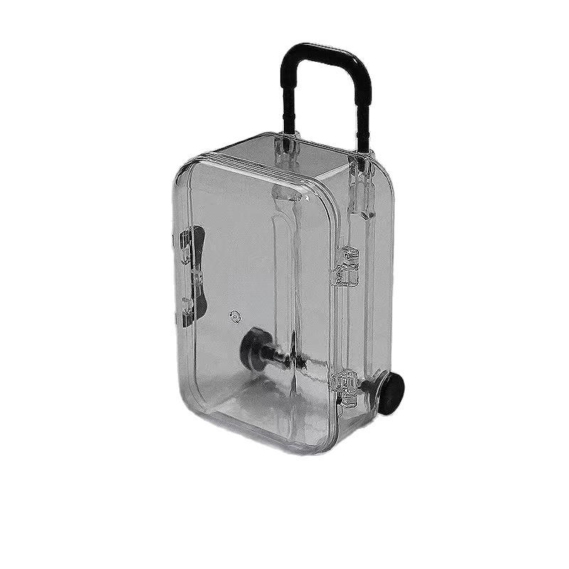 Transparent Mini Jewelry Storage Box with Retractable Wheels