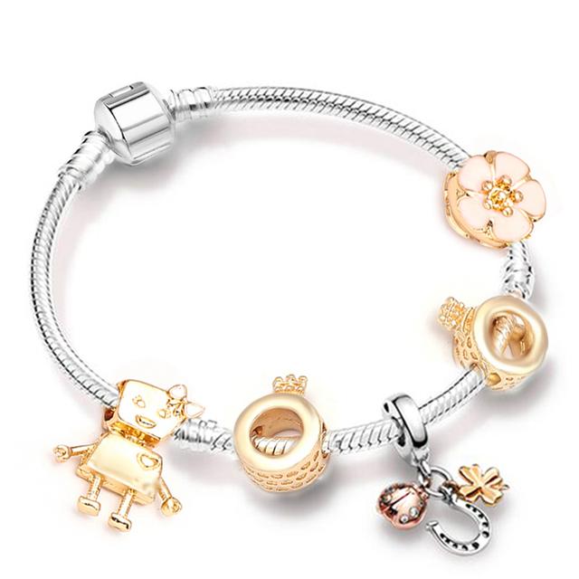 Love You Forever Beads Charm Bracelets Elegant Silver Color Snake Chain Bracelets For Women Lover Jewelry Gift Special Offer