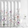 Bathroom Floral Shower Curtain, Retro Flower Farmhouse Flower Plant Butterfly Animal Bohemia, Bathtub Shower Curtain With Hook.