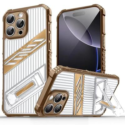 Luxuriöse Unsichtbarer Ständer Handyhülle für iPhone 14 15 16 Plus 11 12 13 16 Pro Max Kameraschutz Panzer Harte Rückseite Stoßfeste Hülle