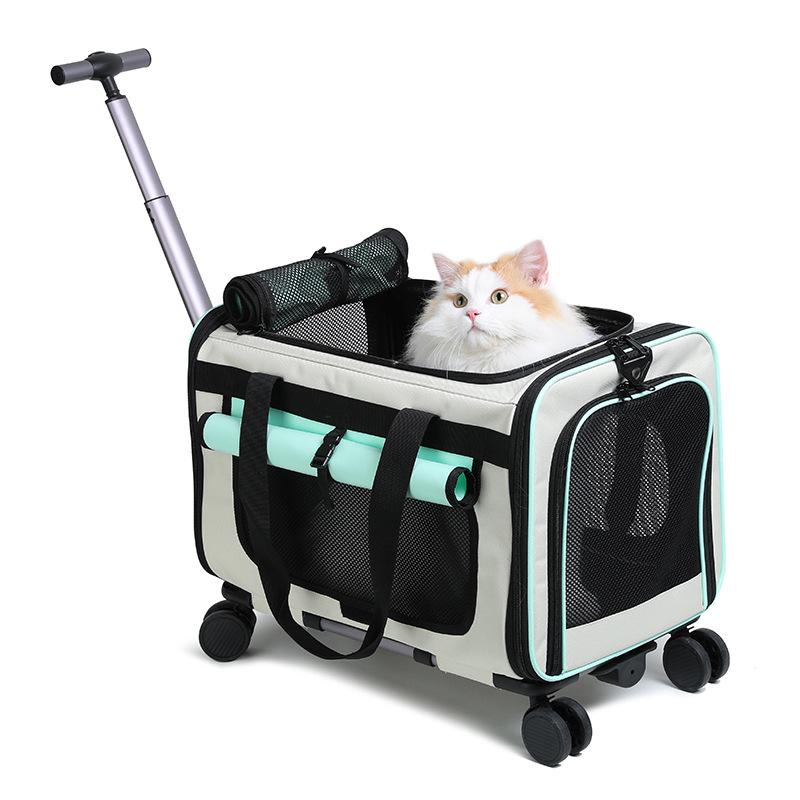 Nuova Valigia Trasportino Portatile per Gatti con Ruote per Cani e Gatti Piccoli, Grande Capacità, Borsa da Viaggio per Animali Domestici all'Aperto