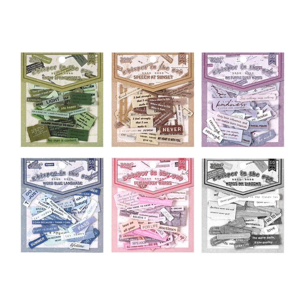 50pcs/pack Creative Aesthetic English Short Sentence PET Sticker DIY Scrapbooking Decor Journal Supplies