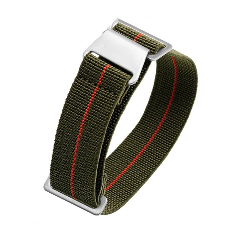 

Універсальний еластичний нейлоновий ремінець для годинників 20, 21, 22 мм, сумісний з Huawei, Samsung, Submariner, Tudor 18mm Silver Buckle червоний/зелений