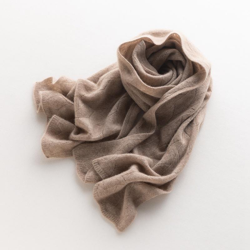 100% Wool Scarf Women Winter Solid Knitted Hollow Out Shawl Fashion Scarves Capes Warm Wraps Lady Cashmere Like Neckerchief