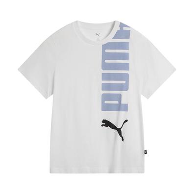 Puma Laisvalaikio Mados Universalūs Apvalios Kaklo Trumpomis Rankovėmis Marškinėliai Unisex Viršutiniai Drabužiai Balti 691347-02