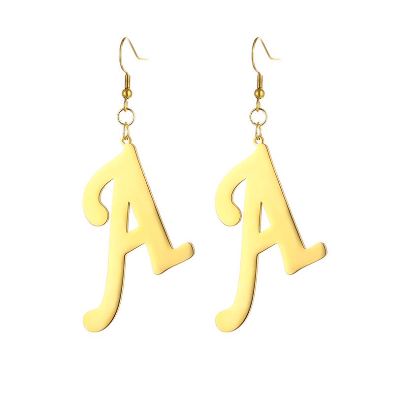 Small Letter Gold Stainless Steel Alphabet Initial Pendant Earrings for Women Jewelry Please provide the name you want золотистый