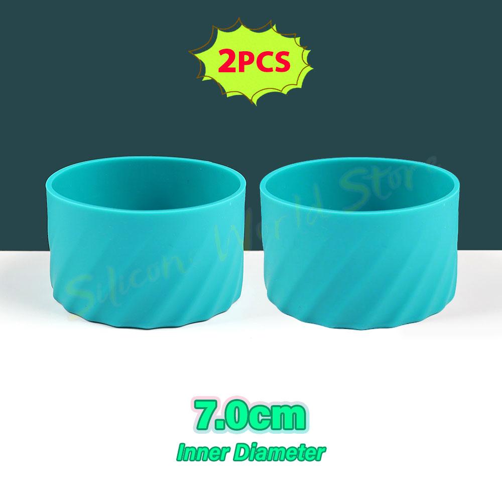 SW 2PCS 7.0CM Water Cup Silicone Boots Thermos Protective Cover Silica Gel Bottom Sleeve Anti-Slip Scratch-resistant for Stanley
