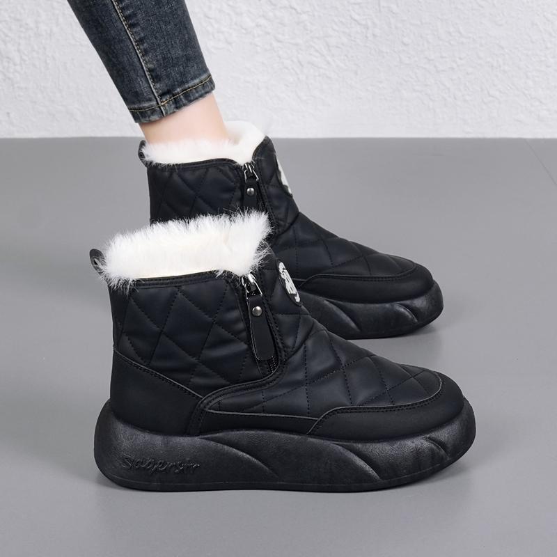 34-42 Women's Winter Plus Size Fashionable Double Zipper Thick Soled High Top Cotton Shoes Women's Snow Boots