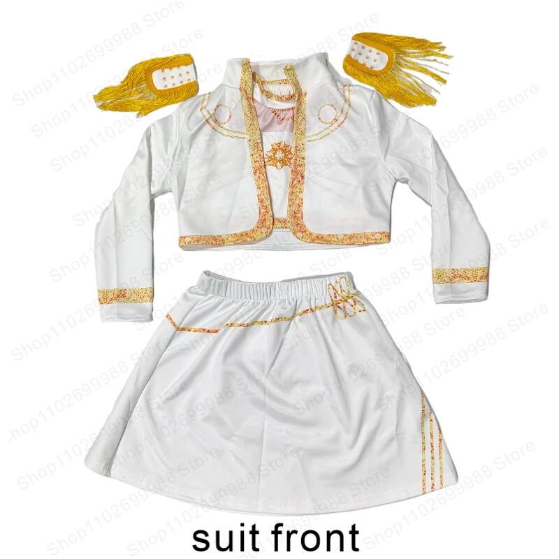 K-pop Démon Mira Hunters Cosplay Kostým pro Dívku Halloween Karneval Mira Huntrix Bílá 3dílná Uniforma Oblečení Dárek