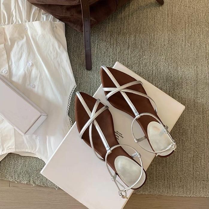 

Grape mother has the same style in stock in seconds~ French cross-strap elegant pointed open-toed Roman sandals women s spring and summer 40