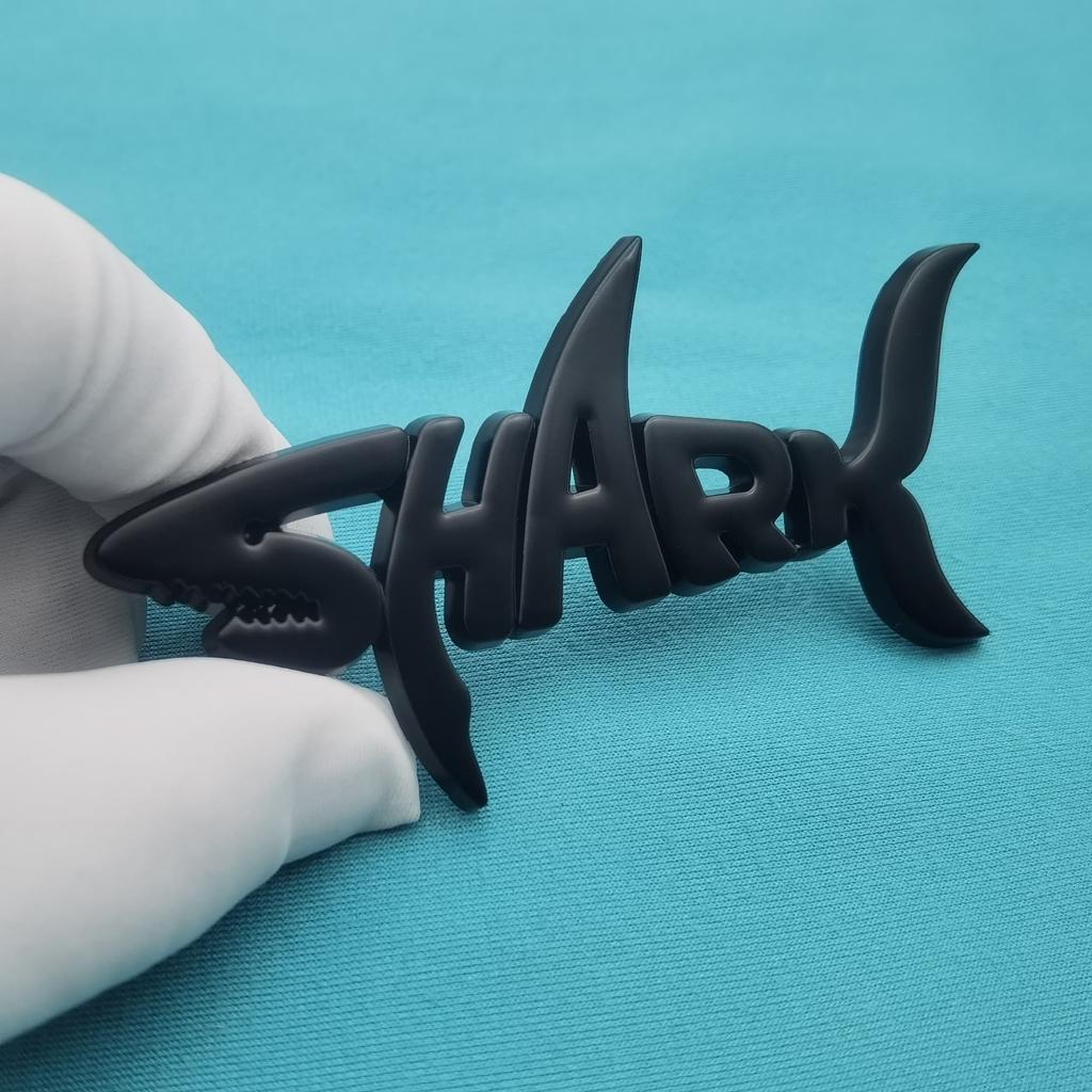 1Pc 3D Metal Shark Logo Car Rear Trunk Emblem Sticker, Car Sider Fender Badge Sticker for Car Body Stying Decoration Accessories