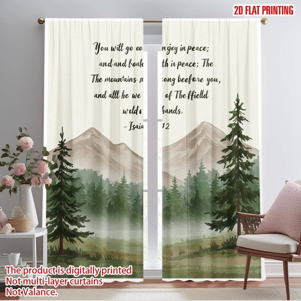 

2pcs 2D flat printing Curtains Isaiah 55 12 Joy Peace Fabric Without Electricity Party Decorations Perfect for Outdoor Holiday 52.50×116.00 CM 2pcs