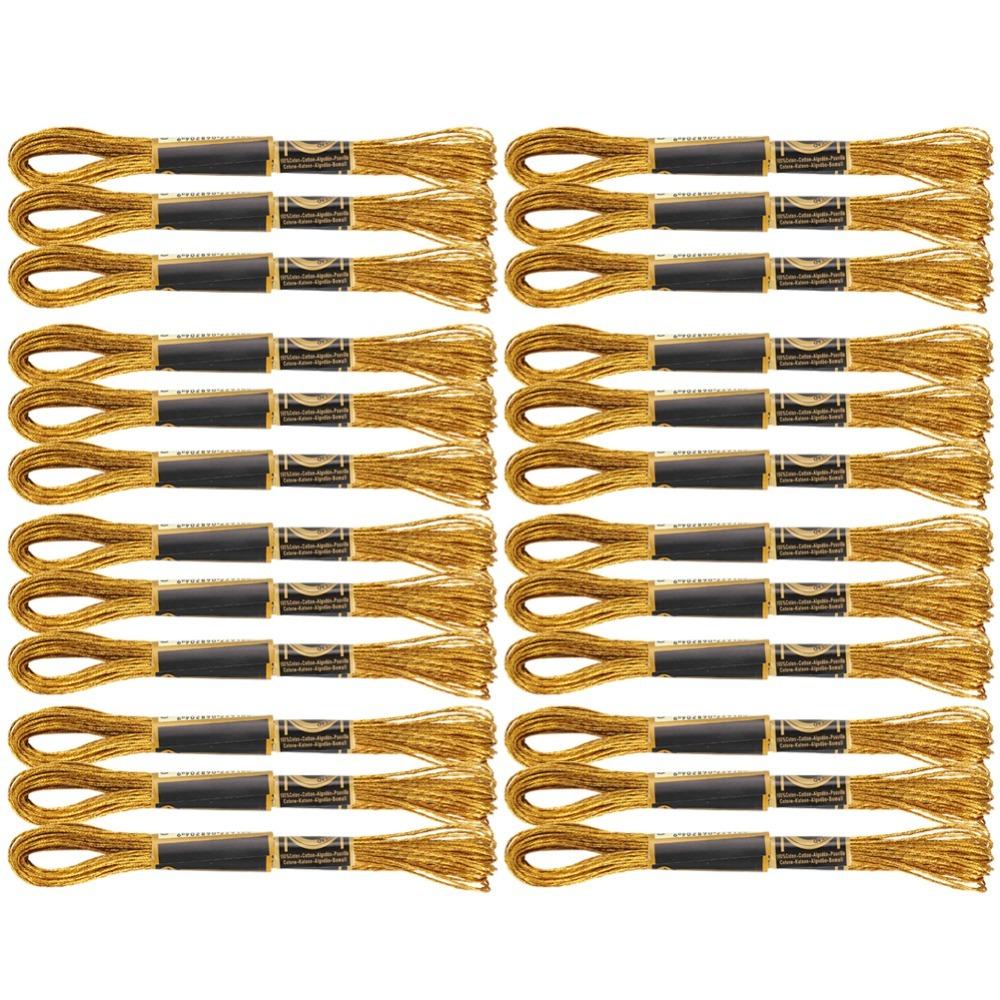 24pcs Polyester Cross Stitch Floss Glossy Gold Cotton Skeins Embroidery Thread For Sewing Crafts