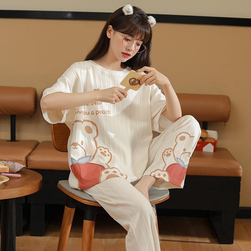 Women's Korean Style Summer Cartoon Homewear Set