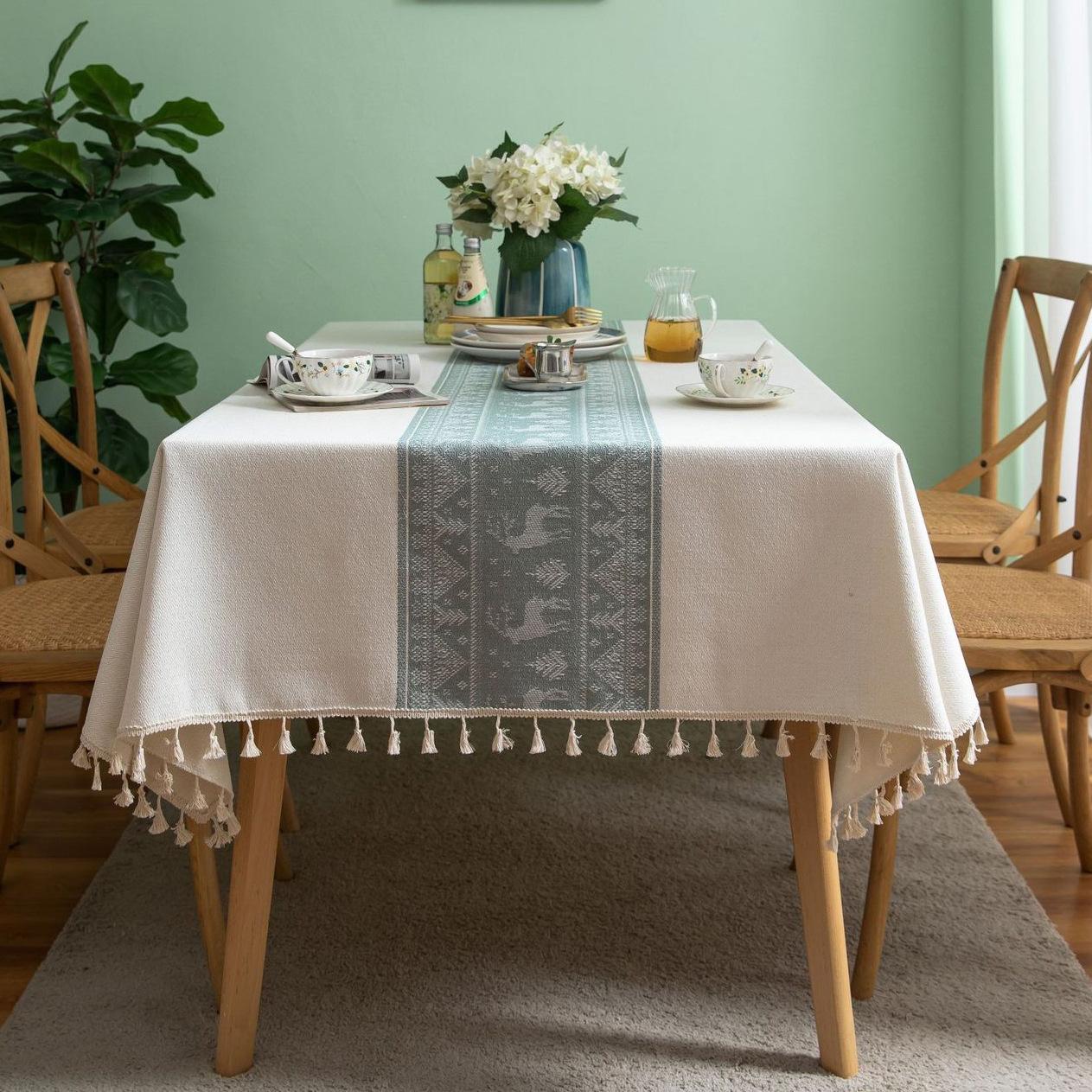 

Ткань для обеденного стола с бахромой из импортных товаров, клетчатая скатерть из хлопка и льна, утолщенная, противоморщинистая, круглая, квадратная, скатерть 90*90cm