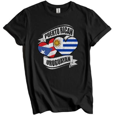 Puerto-ricanisch-Uruguayische Herzen Puerto Rico Uruguay Flaggen T-Shirt