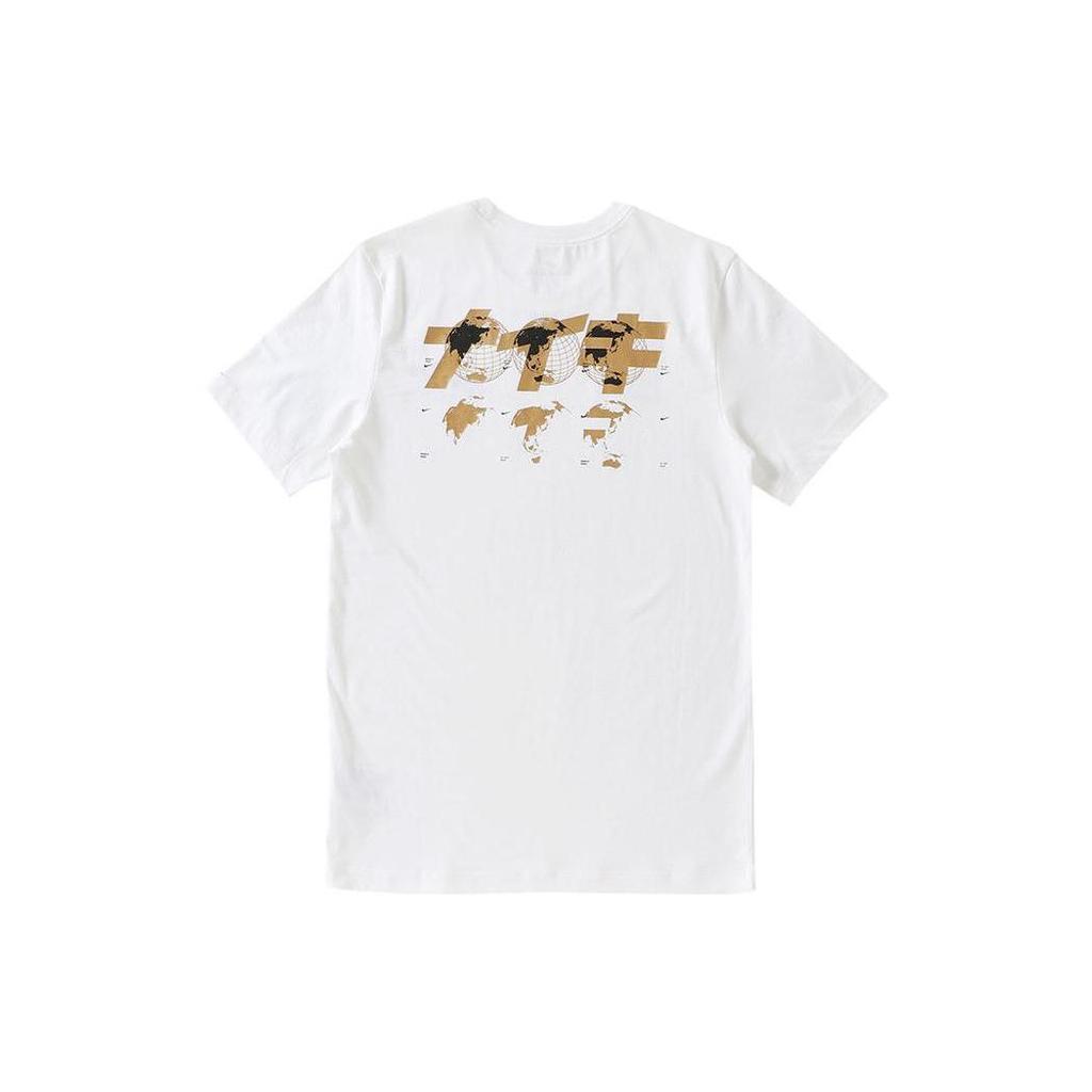 Nike Tricou Sport Casual cu Mânecă Scurtă și Gât Rotund cu Imprimeu Logo Bărbați Topuri Alb DC9194-107