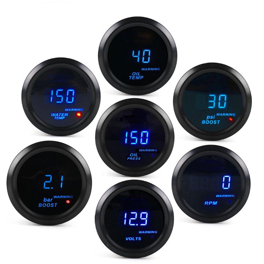 Ceas Auto Universal 12V 2 Inch: Temperatură apă, Temperatură ulei, Turometru, Tensiune, Presiune ulei, Raport aer-combustibil, Manometru boost.