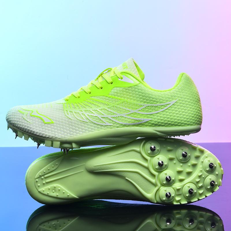 Nail shoes sports students track and field 100-meter sprint sprint training shoes biological test all-round running shoes 35 флуоресцентный зеленый