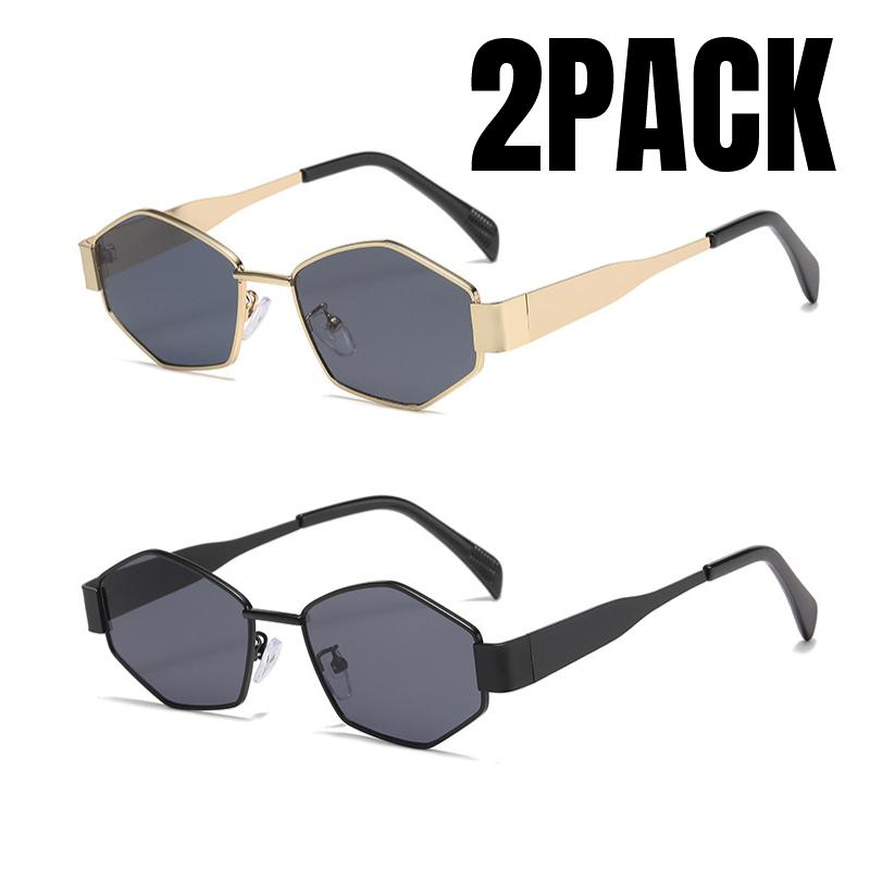 MEW 2PACK Diamond Shaped Glasses Triumphal Arch Fashion Internet Famous Sunglasses Metal Sunshade glasses  Trend
