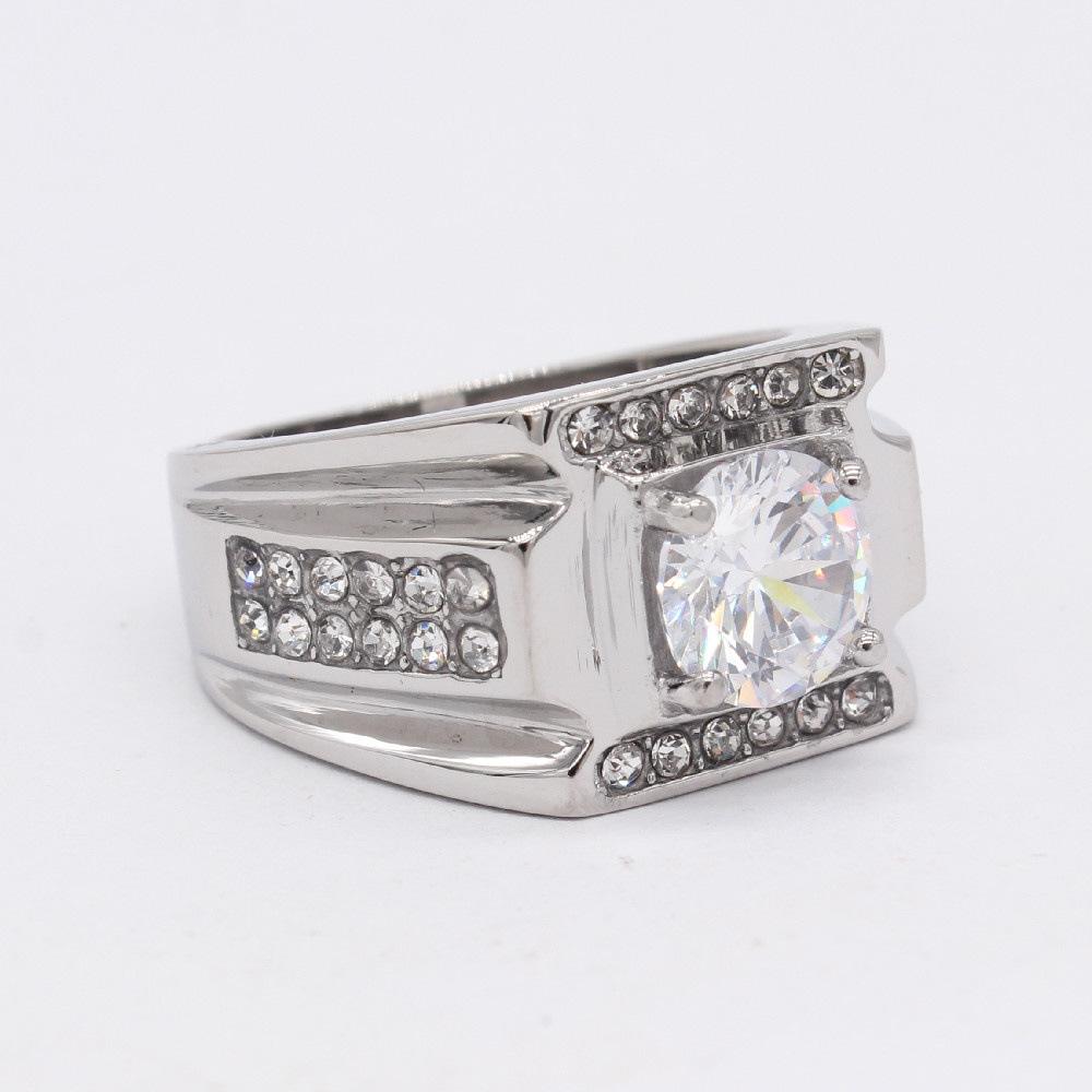 2026 European and American Fashion Simple Light Luxury Men's Wedding Diamond Ring Jewelry Ring