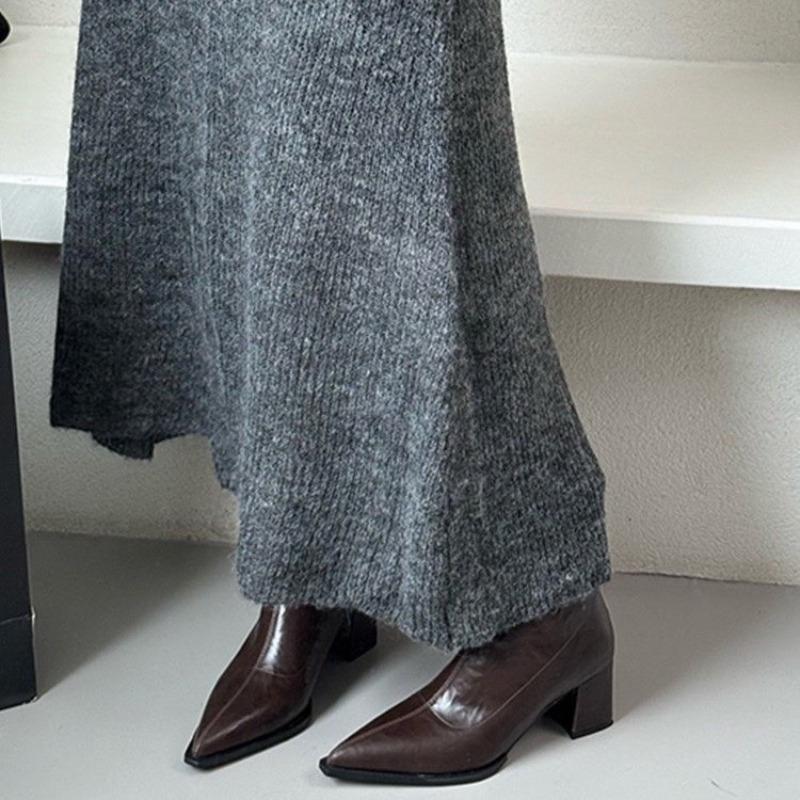 Vintage French Style Women's High Heel Boots Simple Pointed Toe Zip Up Fleece Lined Cotton Ankle Boots For Autumn/Winter