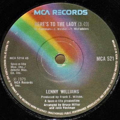 7 collu plate LENNY WILLIAMS - Here's To The Lady MCA521 MCA Records 1979 Lielbritānija Soul/Funk Lietota