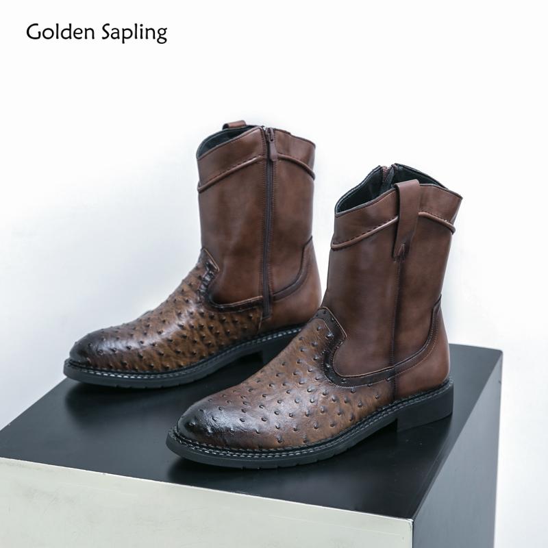 Golden Sapling Men's Boots Western Style Punk Shoes Casual Men Chelsea Boot Classics Leisure Flats Platform Footwear