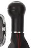 VW Golf IV 97-03 Gear Shift Knob With Boot, Red Stitch & Chrome Frame, 5-Speed, 12mm Hole