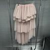 Spring 2026 High-Waist Multi-Layer Irregular Long Fluffy Skirt with Side Slit