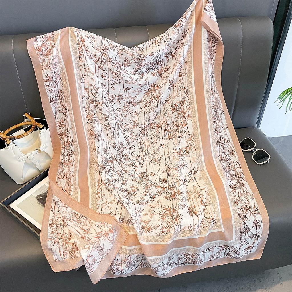 Women Cotton Linen Rose Print Scarf Shawl Hijab Muslim Long Headscarf Scarves Head Wraps Long Female Head Scarf