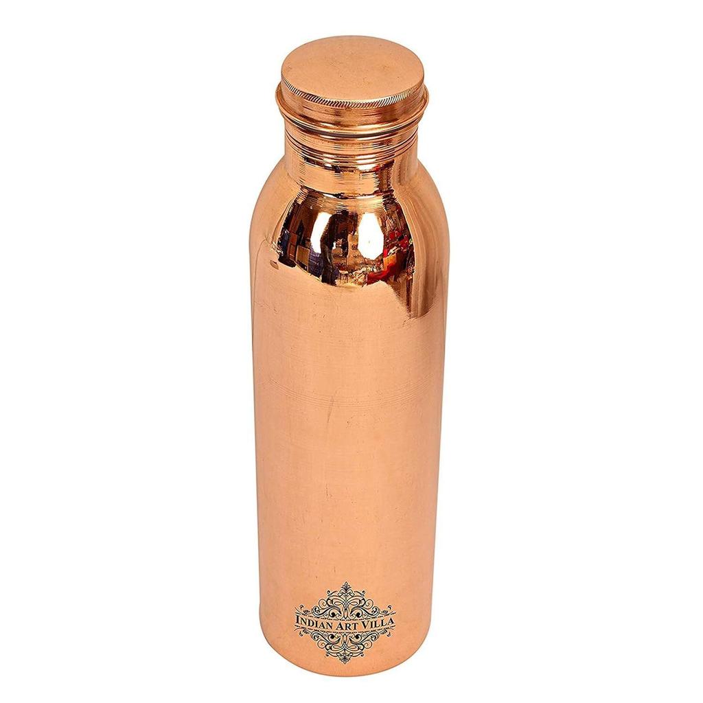 Copper Drinkware Gift Set of Plain Shine Finish Design 1 Bottle & 2 Glass with Gift Box, Gift Item for Diwali, Bottle-750 Ml & Glass-300 Ml