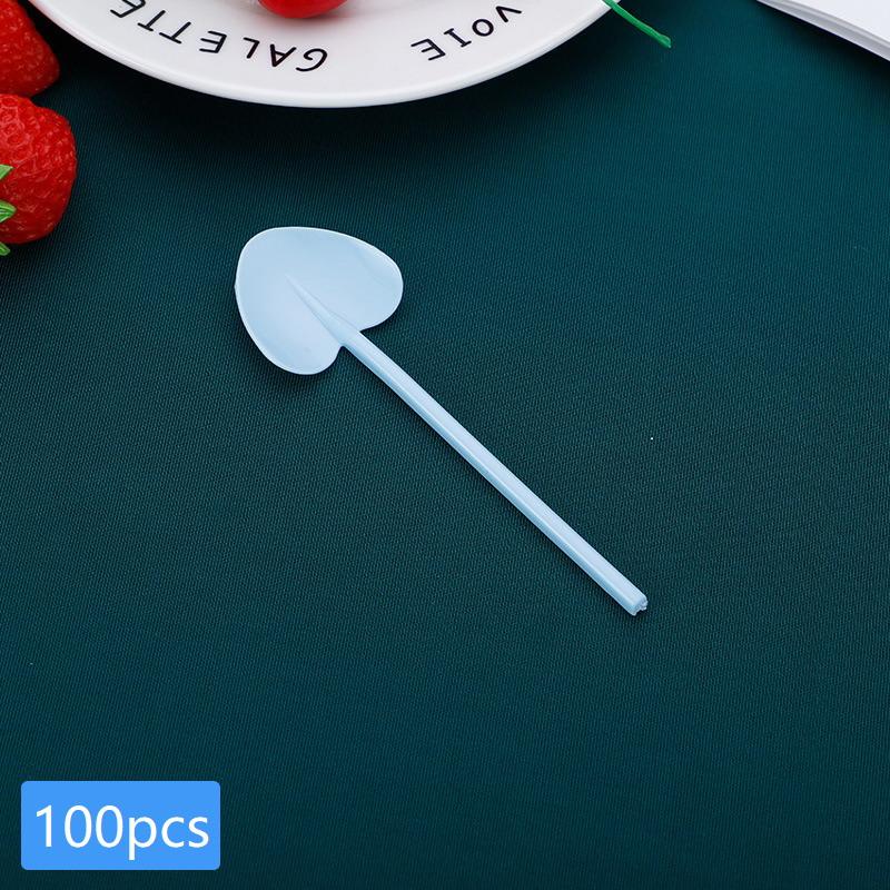 100Pcs Heart Shape Disposable Spoons - Colorful Long Handle Dessert Spoons For Ice Cream, Cake, Pastry, Mooncakes | Cute Party