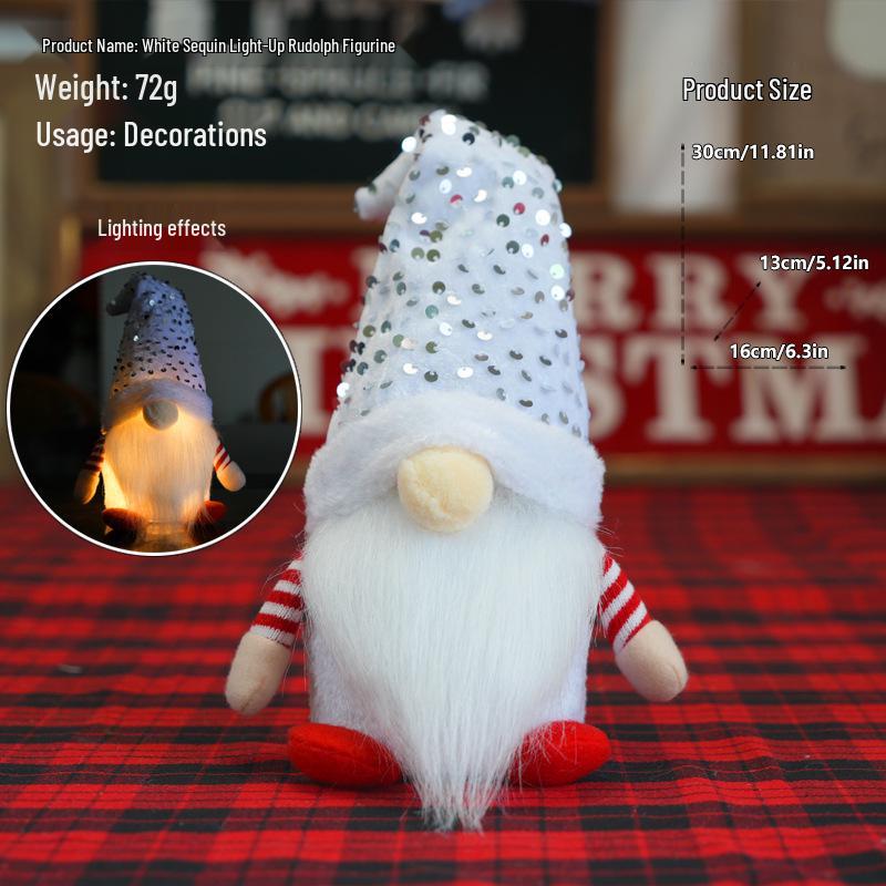 Svítící flitrový trpaslík a Rudolf vánoční ozdoby