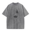 Geometric Abstract Mountain Round Neck Washed Tshirts Christmas Family Tops Tees Family  Cotton Washed Tops Tees Mens