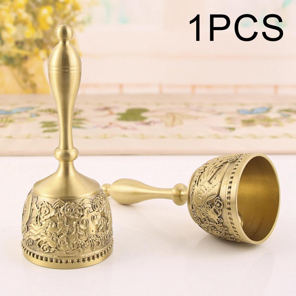 Brass Hand Bell Gold Teacher Bell Service Bell for Party Dinner Celebrations