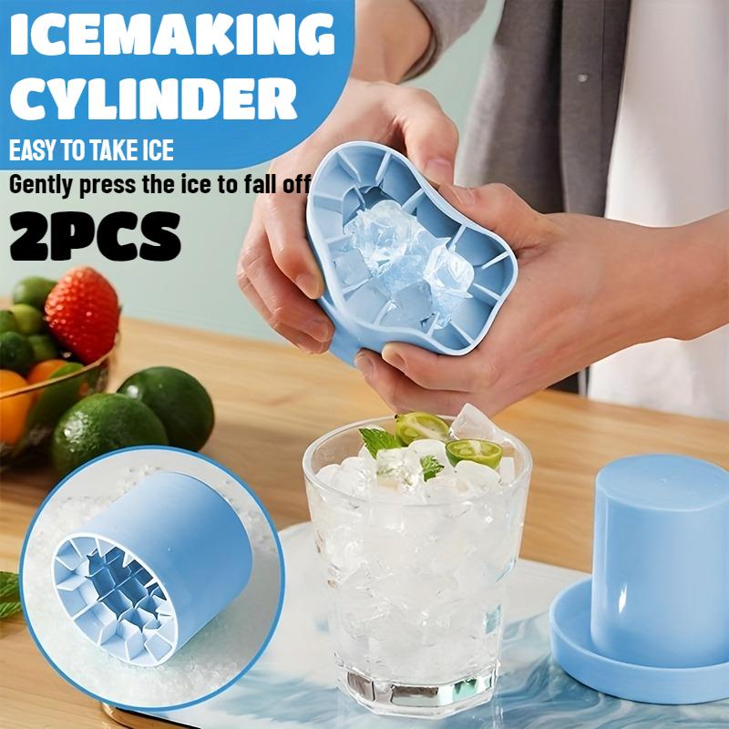 2pc Ice Bucket Silicone Round Cylinder Ice Cube Mold with Lid Ice Maker Summer Homemade DIY Creative Ice Cube Molds Quick Freez